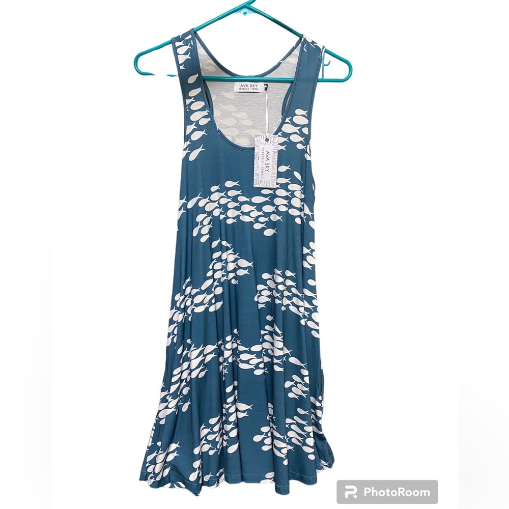 Ava Sky mini dress Jimi teal fish